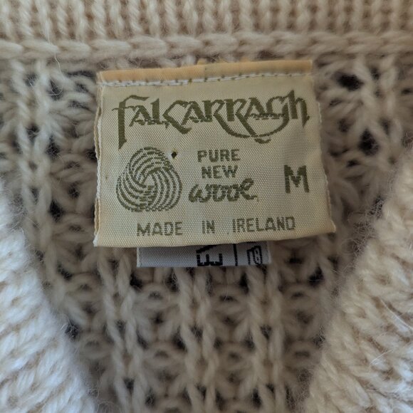 Falcarraugh Classic Irish Wool Shawl Collar Warm Winter Cable Knit Sweater L - Picture 4 of 8